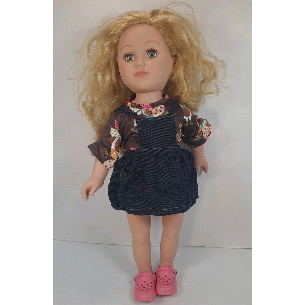 18" Doll Thanksgiving Outfit  With Pink Croc‎ Holiday Turkey Top Blue Skirt
